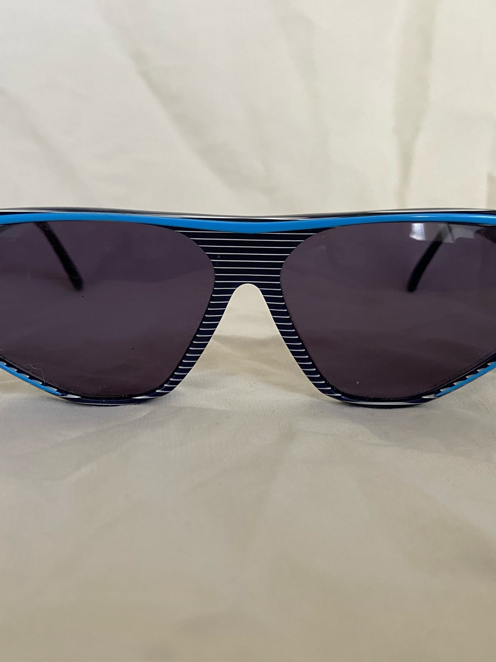 VTG 1980s Yves Saint Laurent Summer Sunglasses - Striped Cat Eye France YSL